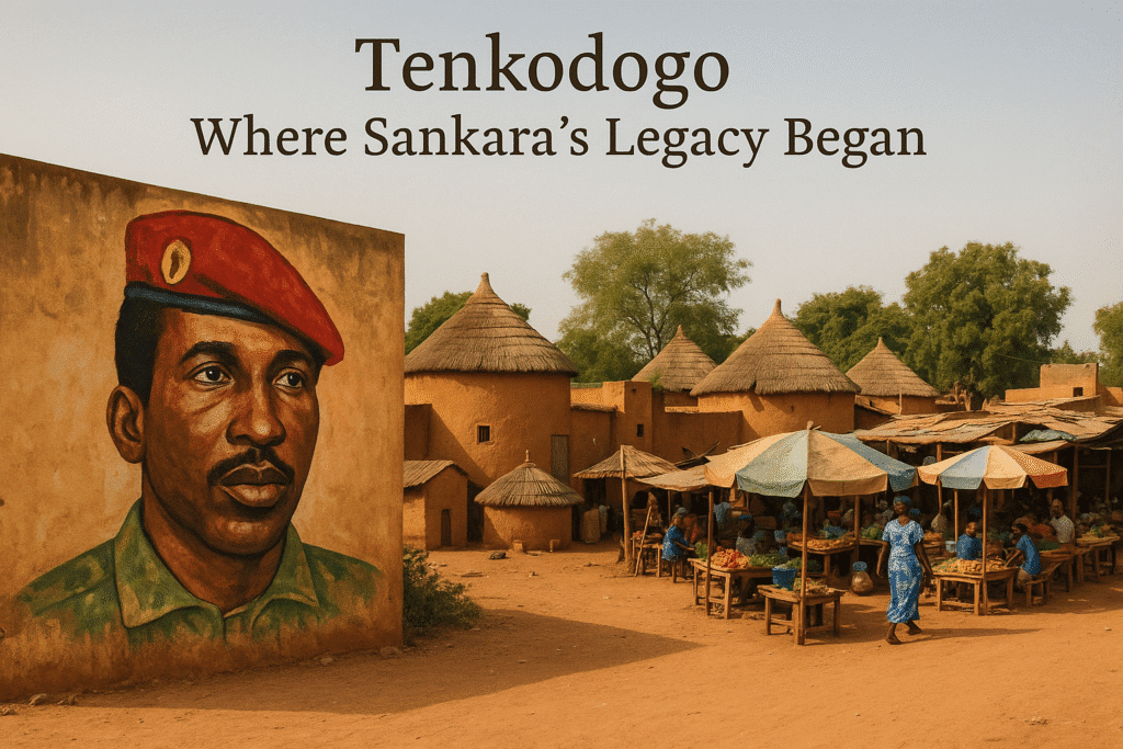 Tenkodogo town and Thomas Sankara mural in Burkina Faso
